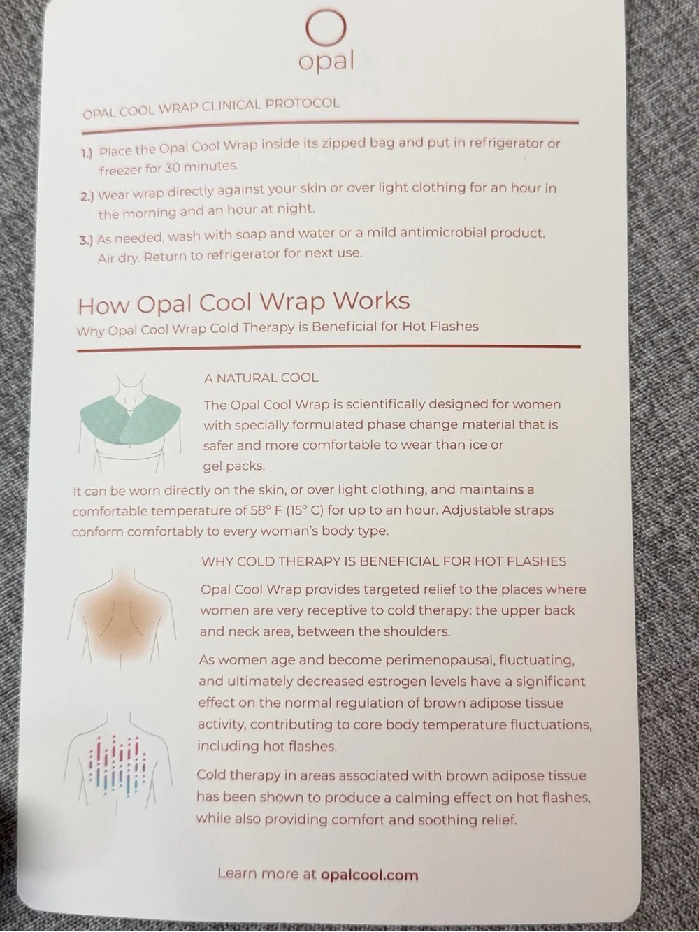 Opal Cool Wrap 58° Phase Change Cooling Wrap for Menopause & MS Relief